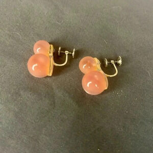 Vintage Screw back Earrings Pink Moonglow